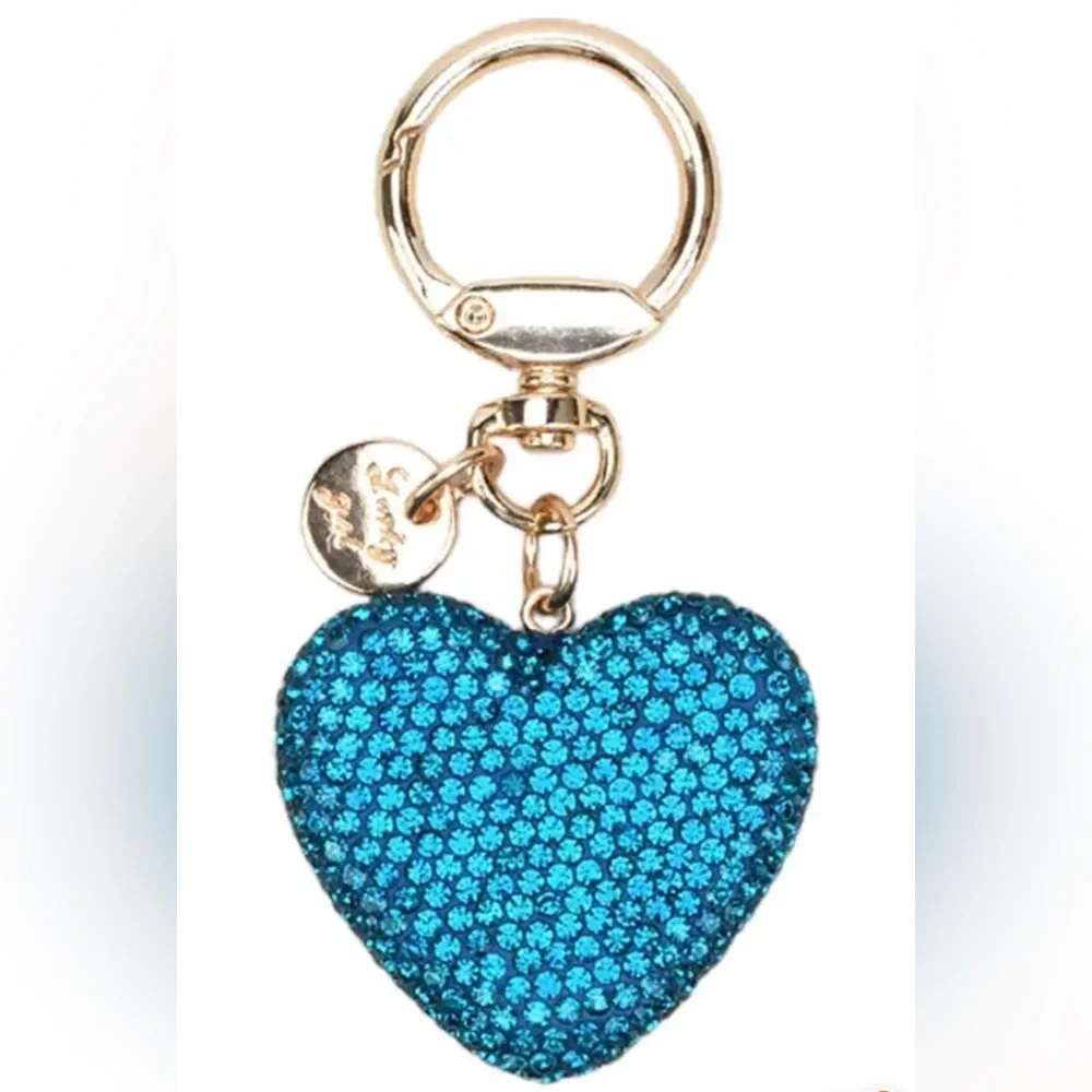 HEART Keychain/ Bag Charm with Turquoise Blue Crystals